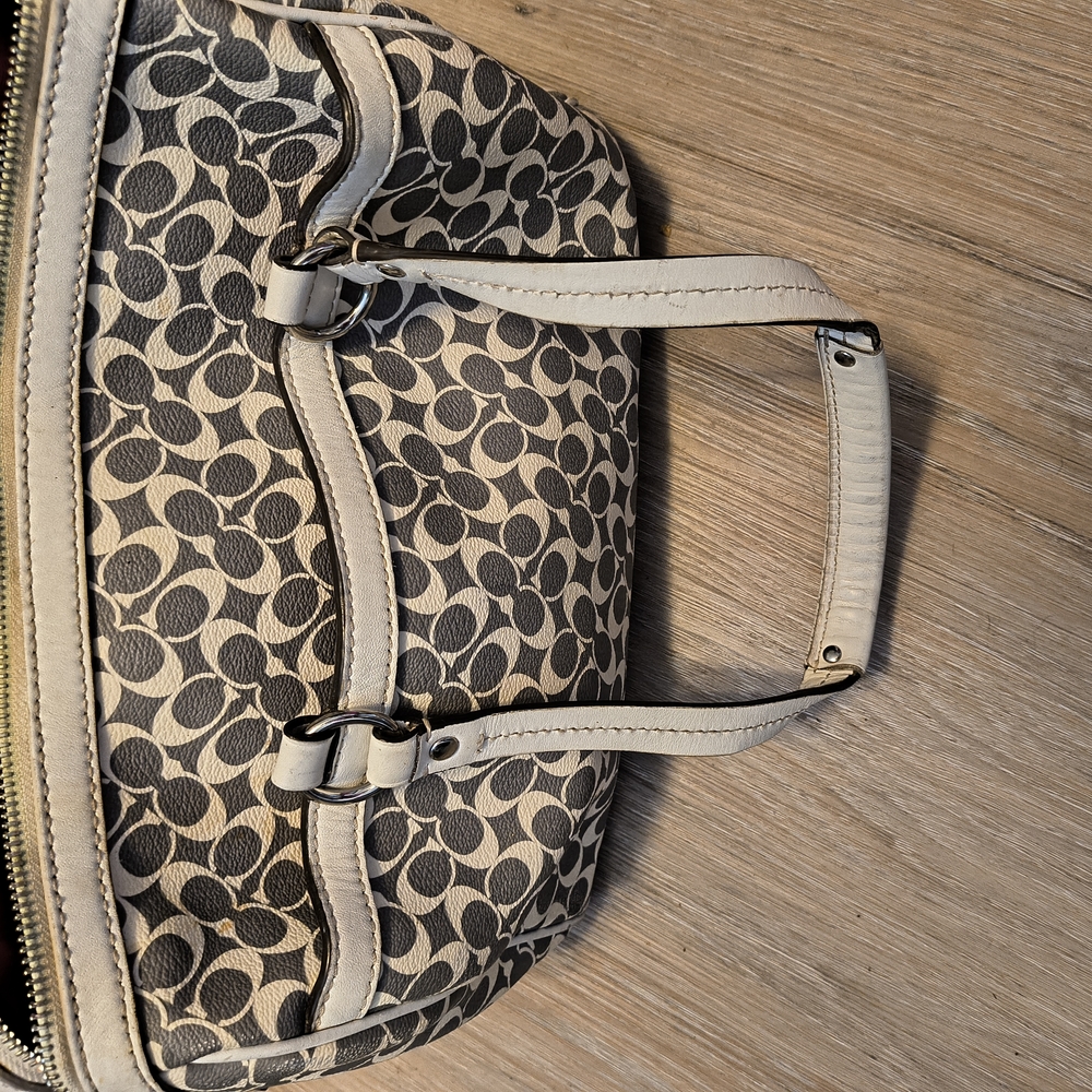 Coach Black and Cream Satchel Monogram